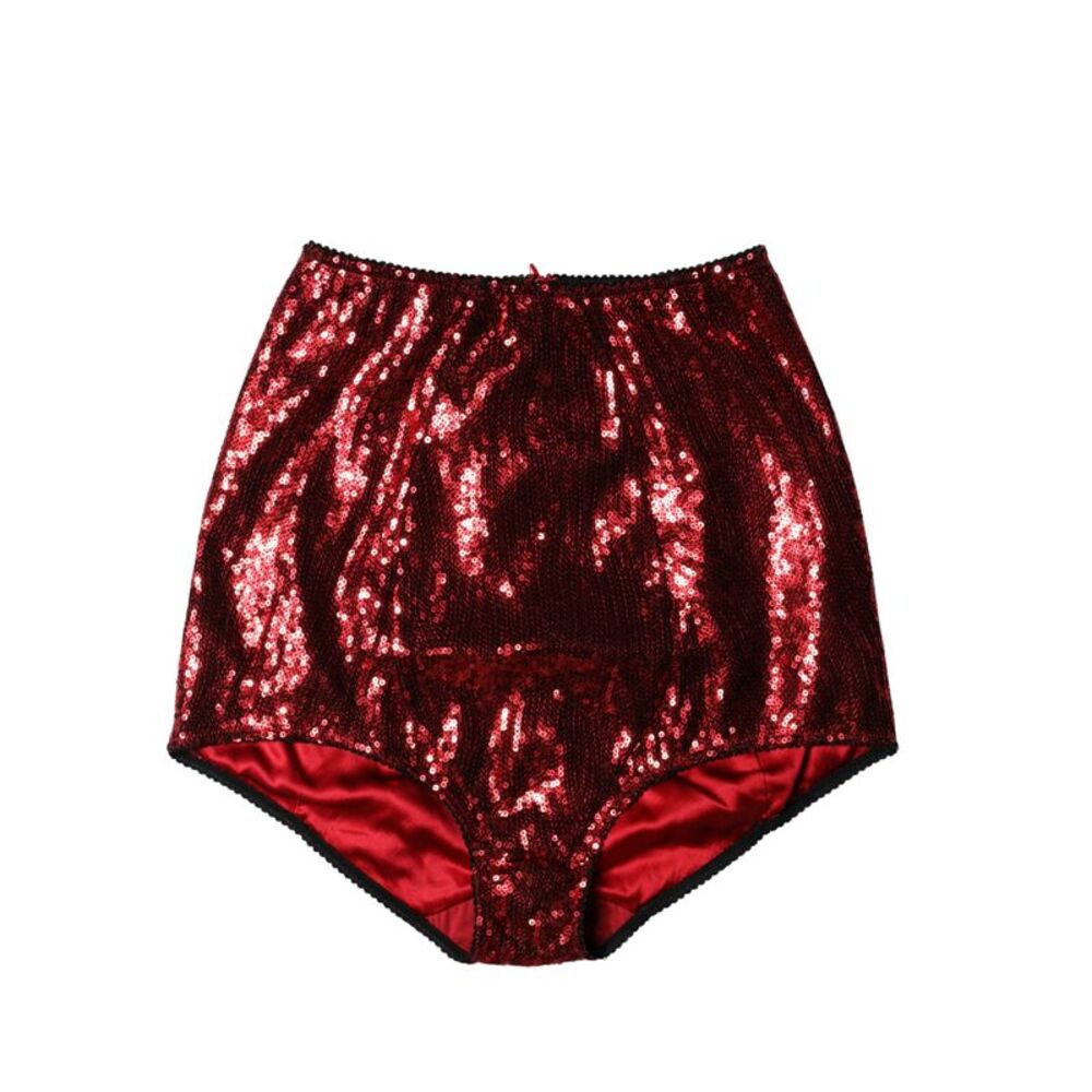 Dolce & Gabbana Red Sequin Embellished High Waist Girdle Women's Underwear